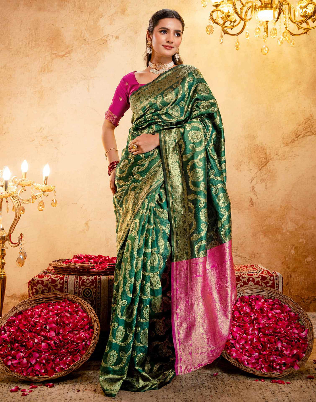 Green Silk Woven Banarasi Saree