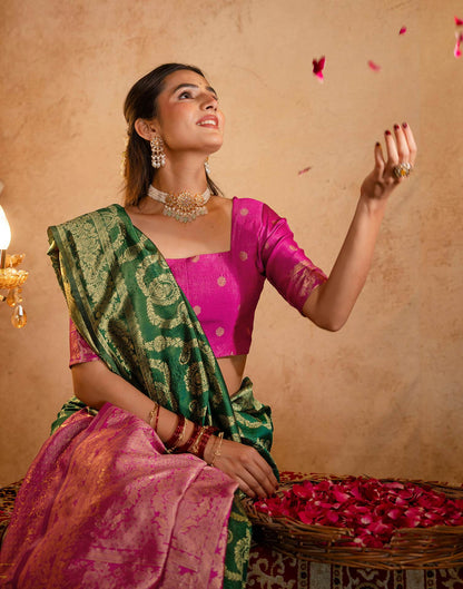 Green Silk Woven Banarasi Saree