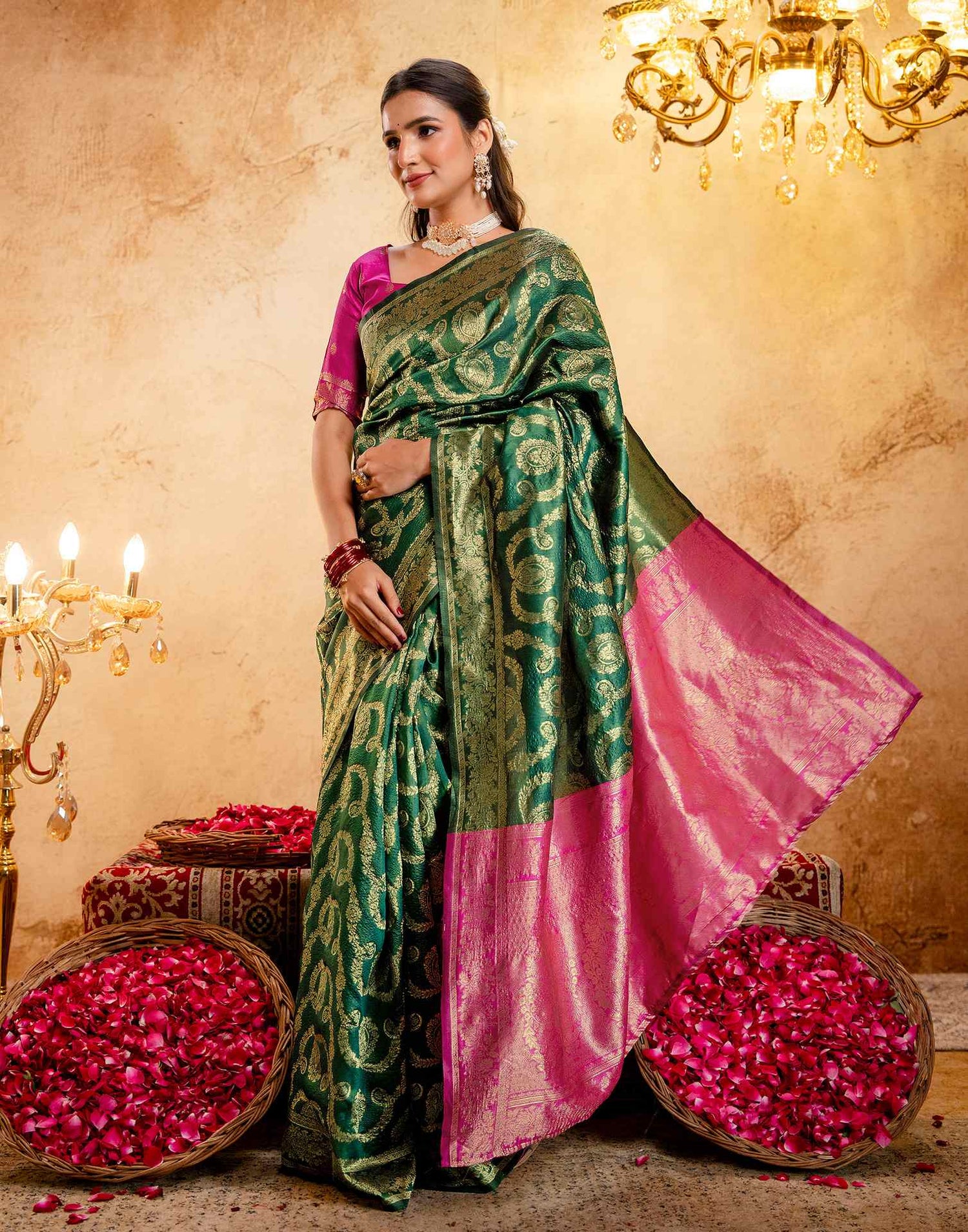 Green Silk Woven Banarasi Saree