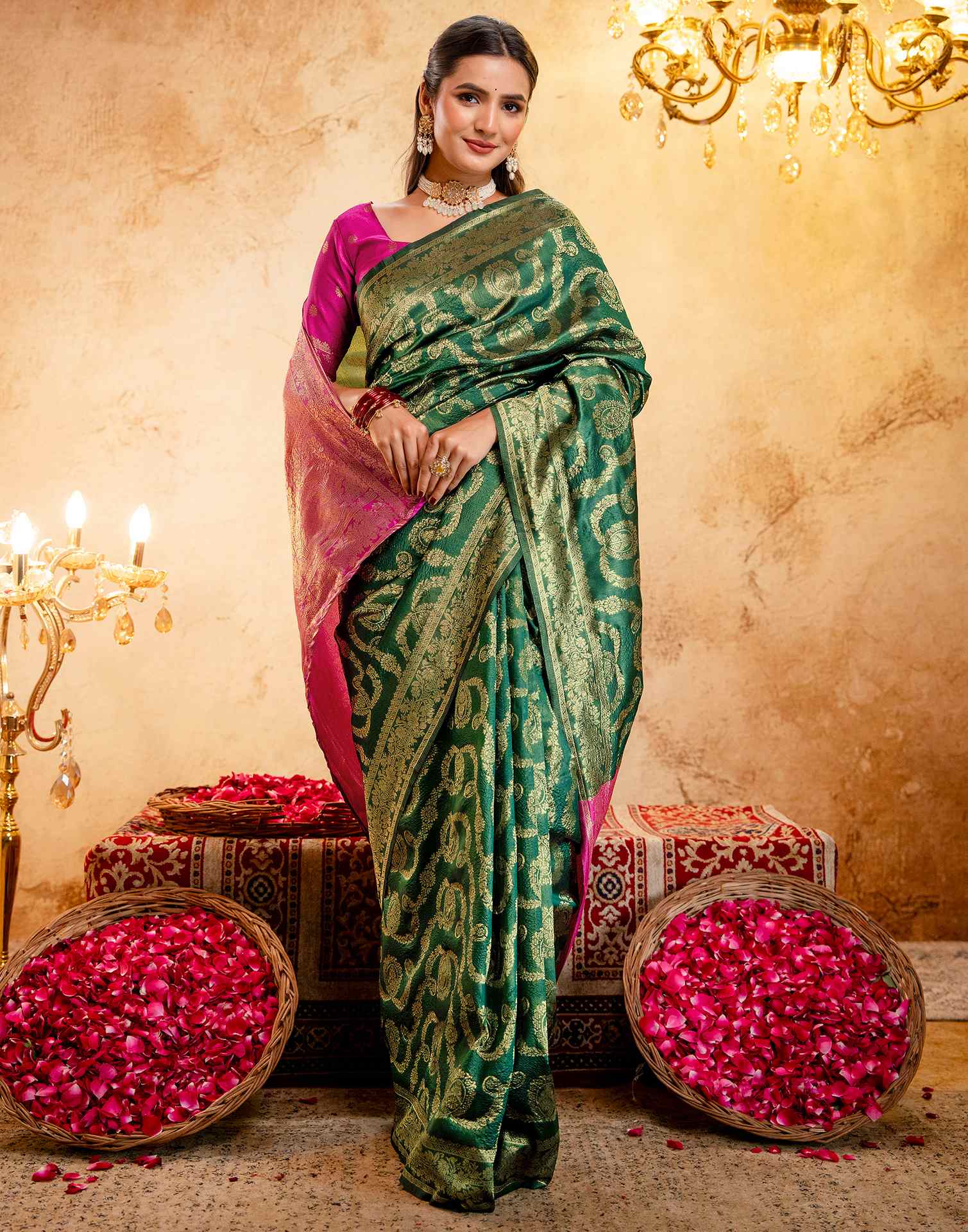 Green Silk Woven Banarasi Saree