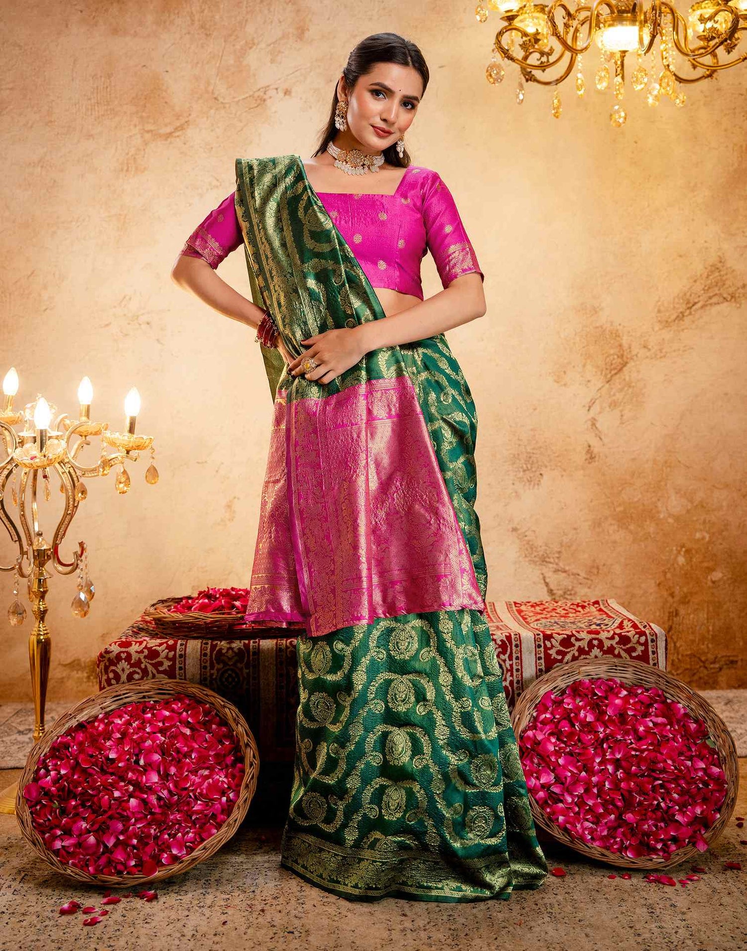 Green Silk Woven Banarasi Saree