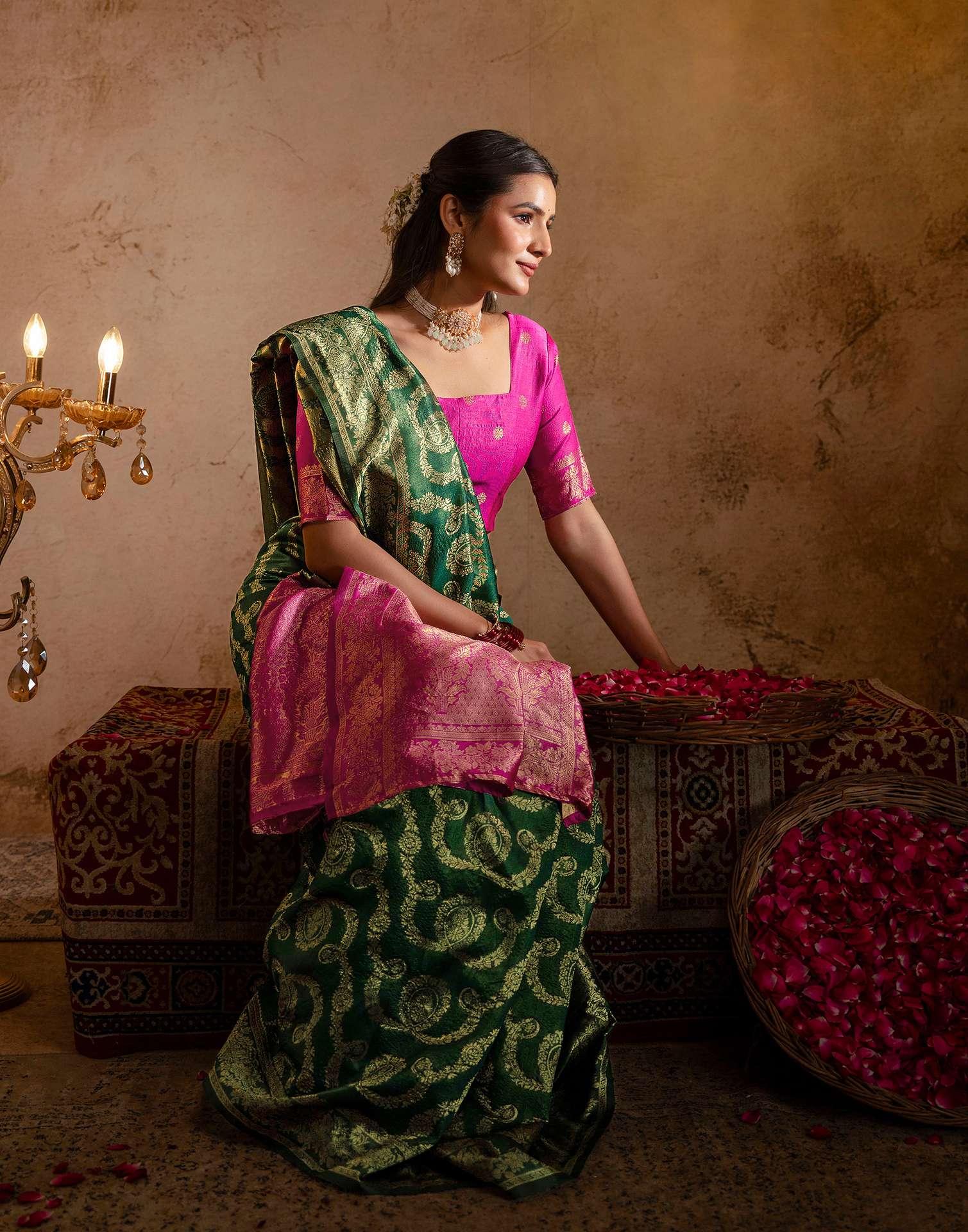 Green Silk Woven Banarasi Saree