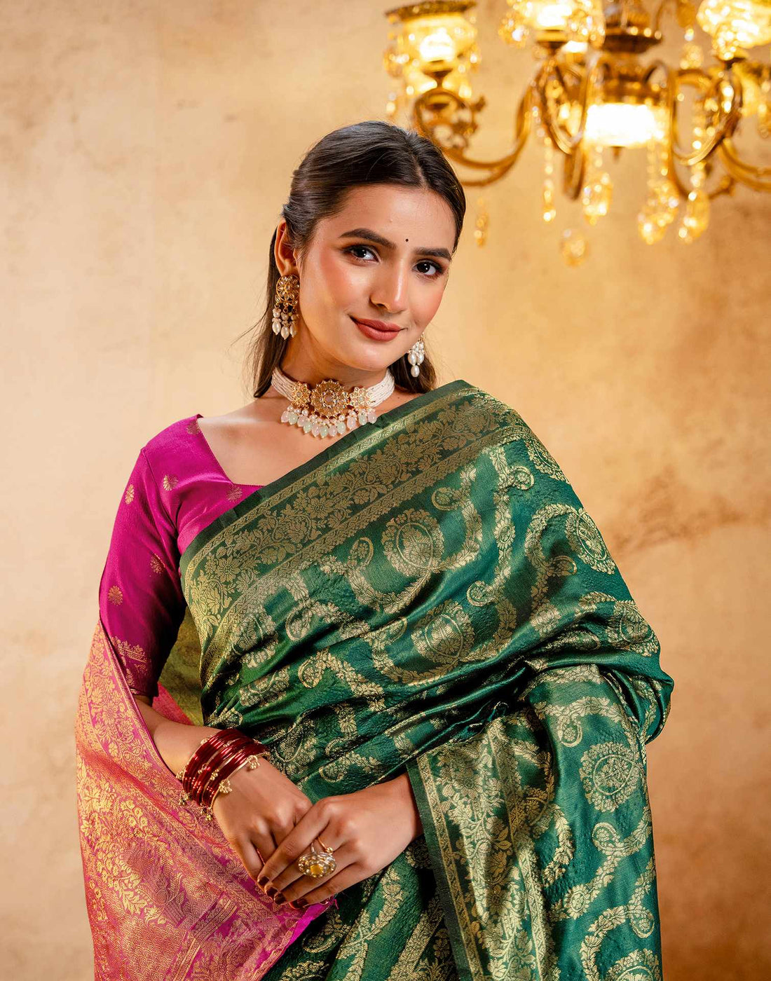 Green Silk Woven Banarasi Saree