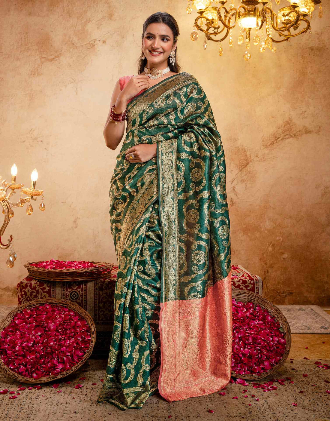 Green Silk Woven Banarasi Saree