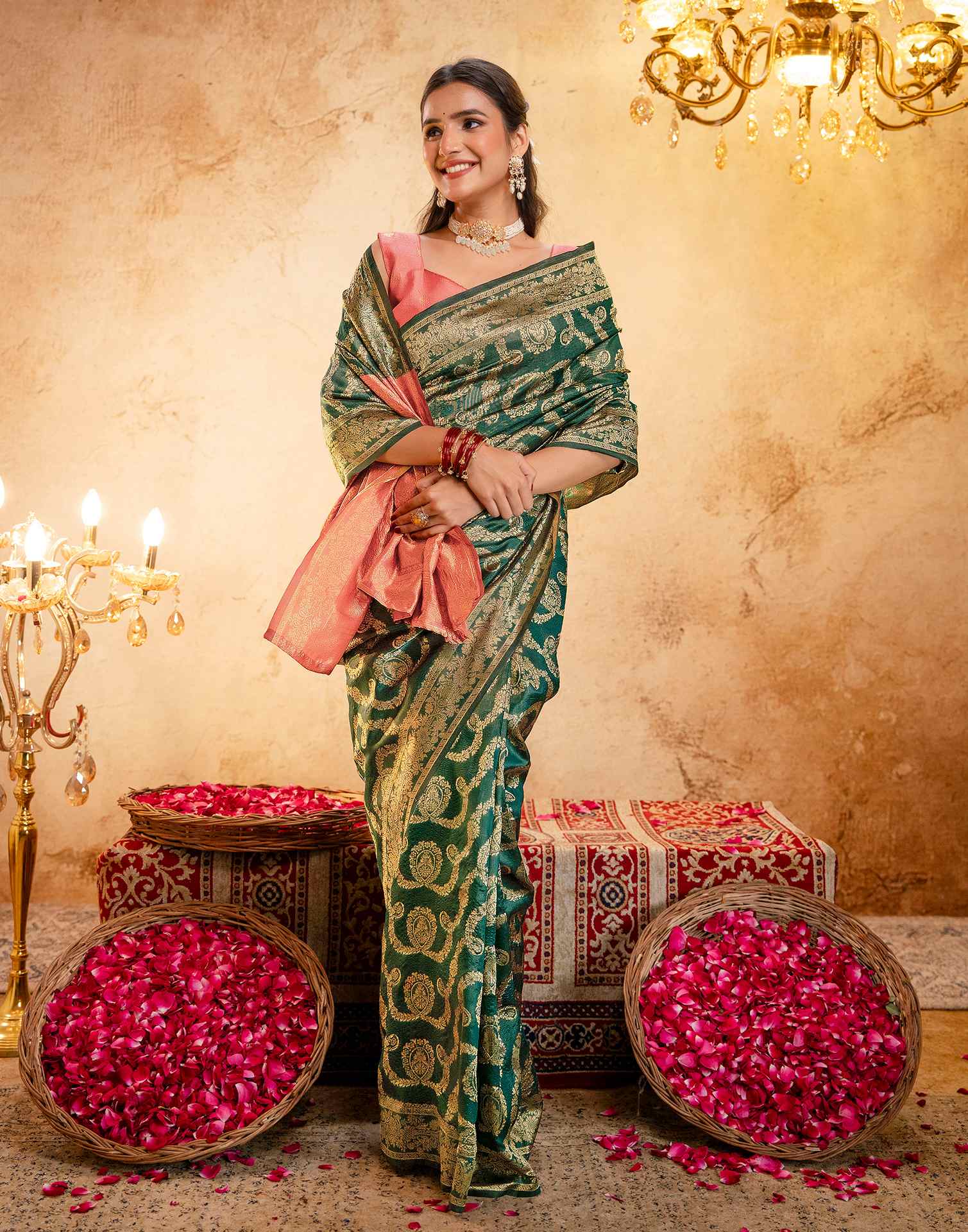 Green Silk Woven Banarasi Saree