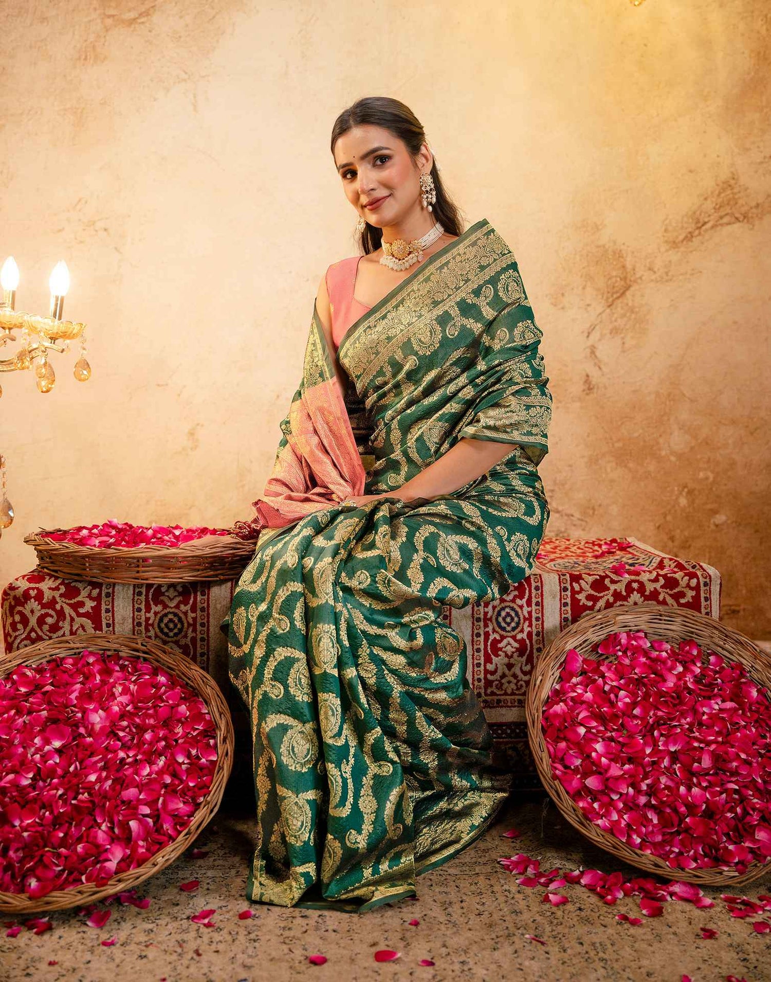 Green Silk Woven Banarasi Saree