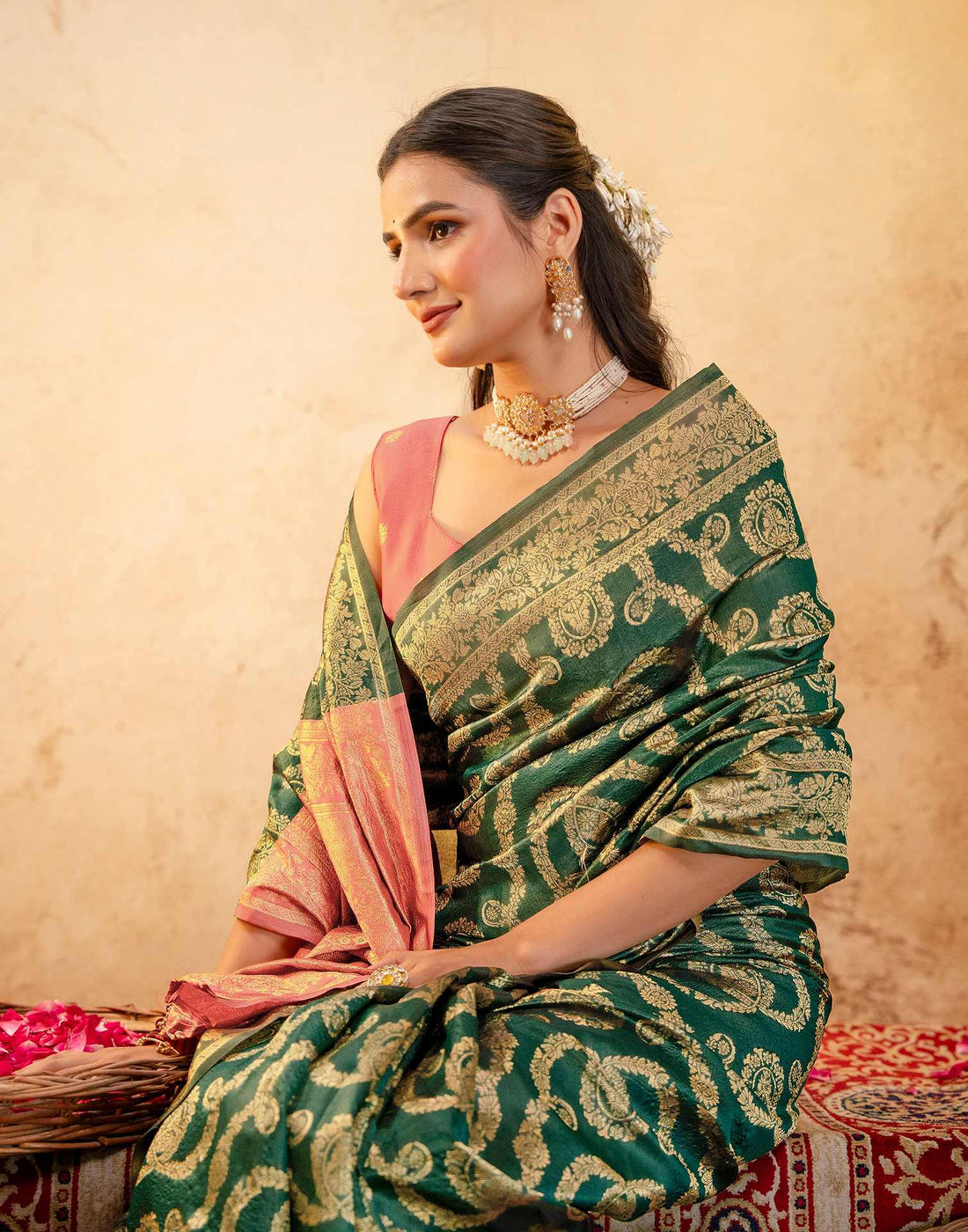 Green Silk Woven Banarasi Saree