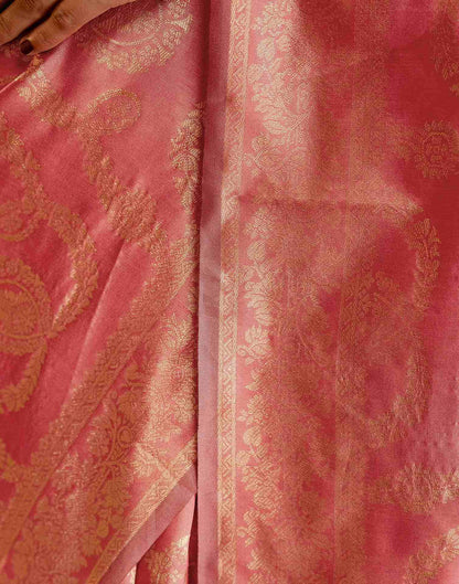 Dark Peach Silk Woven Banarasi Saree