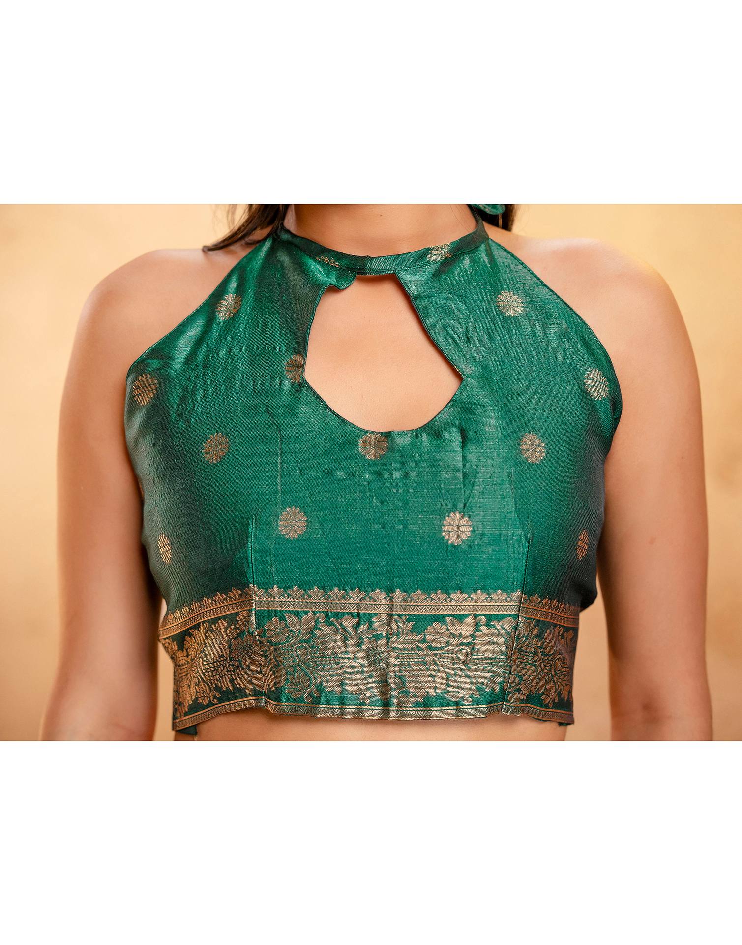 Dark Peach Silk Woven Banarasi Saree