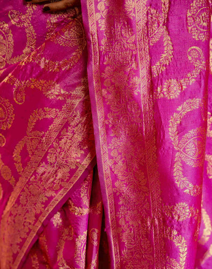 Pink Silk Woven Banarasi Saree