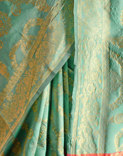 Dusty Mint Blue Silk Woven Banarasi Saree