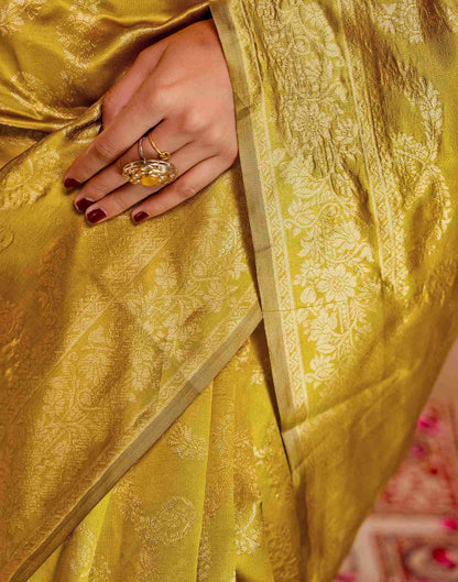 Dark Mustard Silk Woven Banarasi Saree