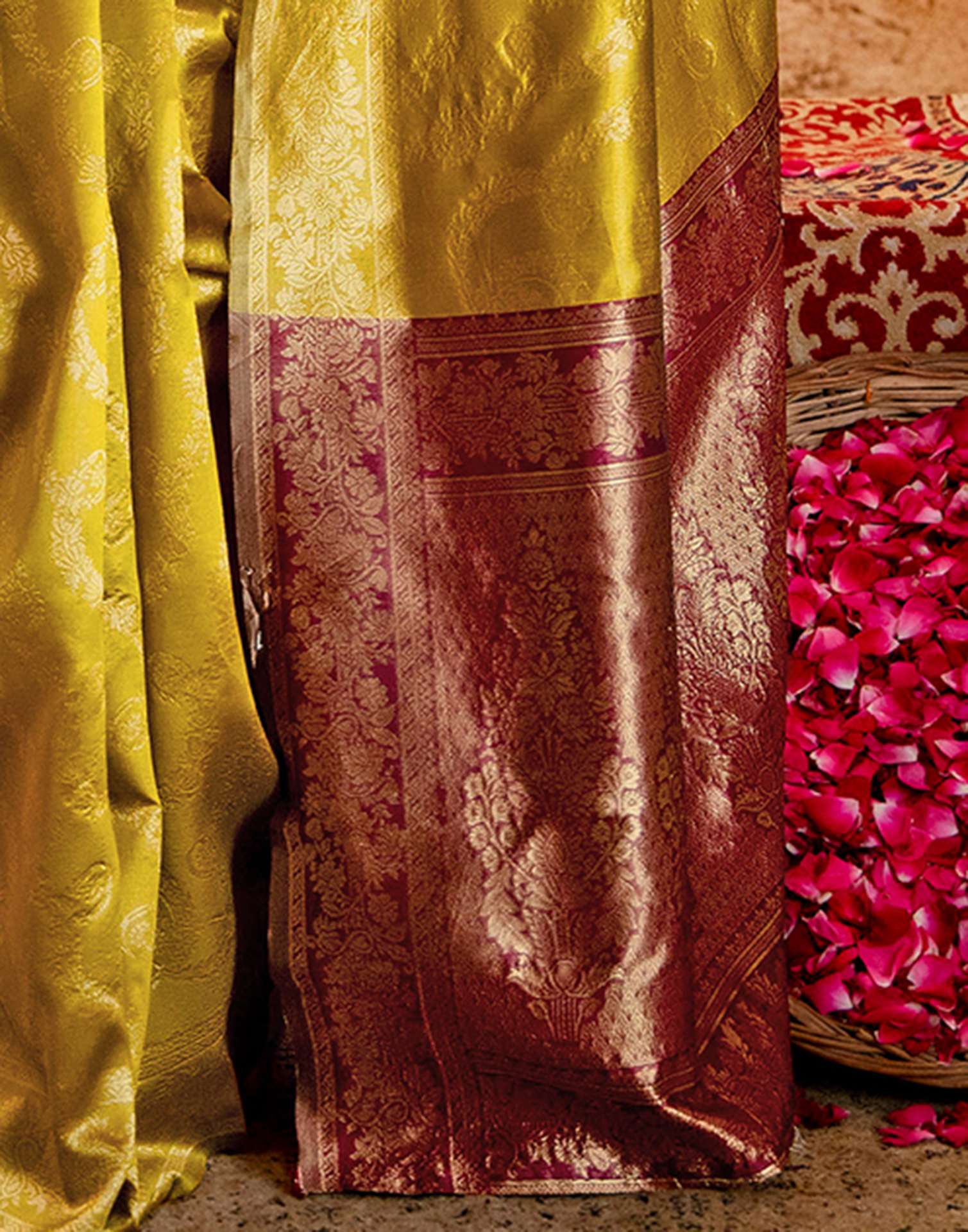 Dark Mustard Silk Woven Banarasi Saree