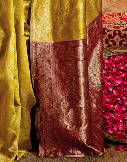 Dark Mustard Silk Woven Banarasi Saree