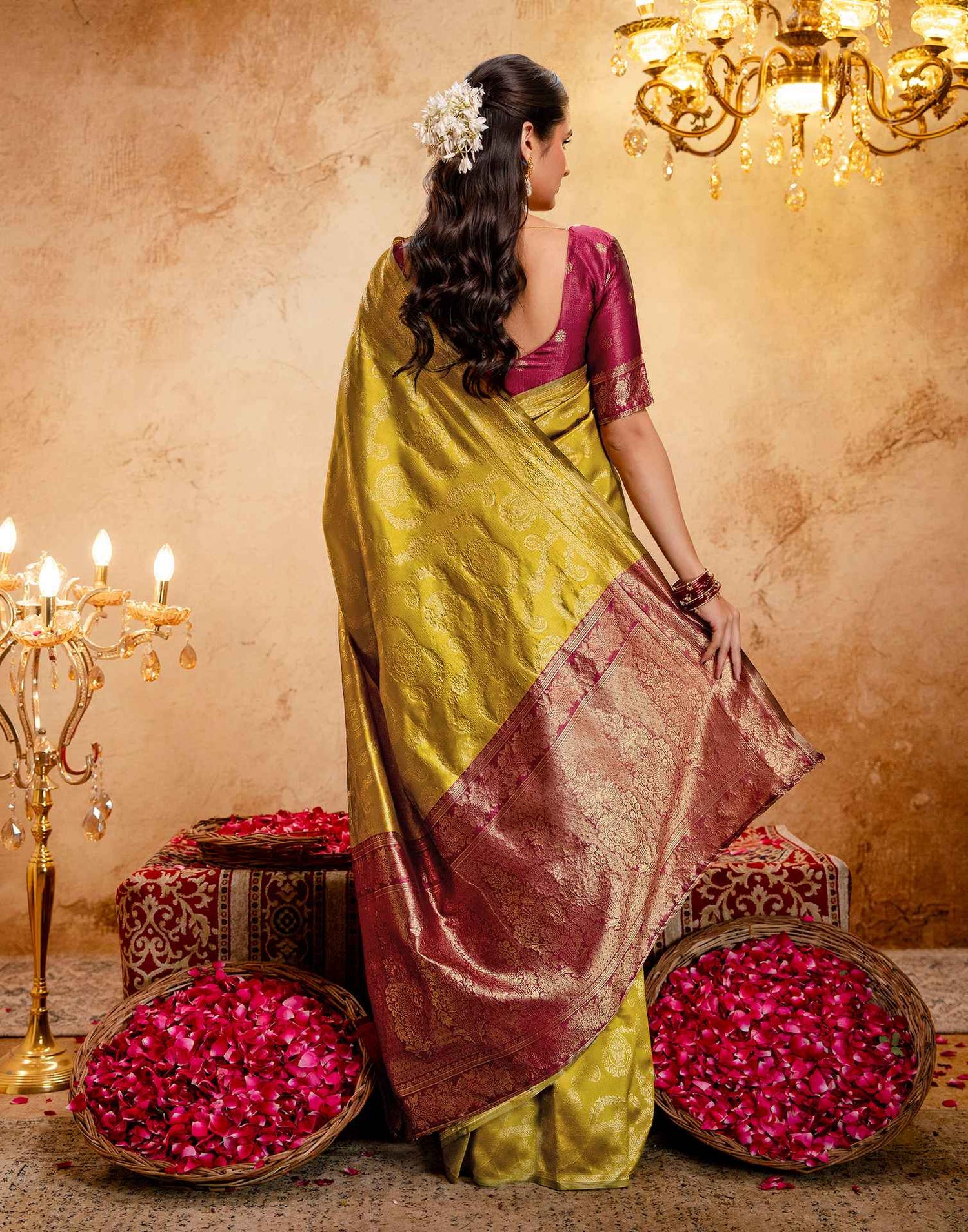 Dark Mustard Silk Woven Banarasi Saree