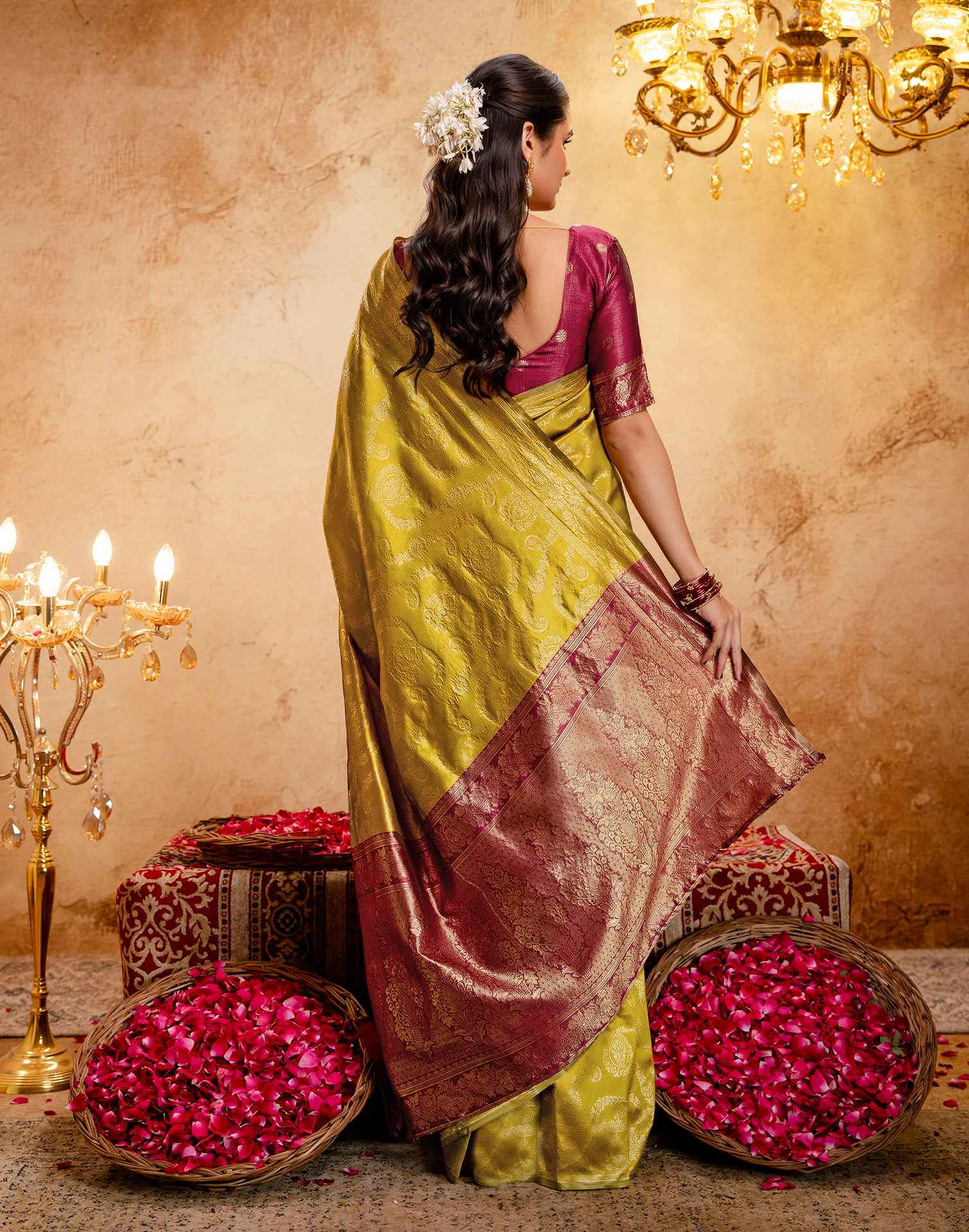 Dark Mustard Silk Woven Banarasi Saree