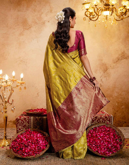 Dark Mustard Silk Woven Banarasi Saree