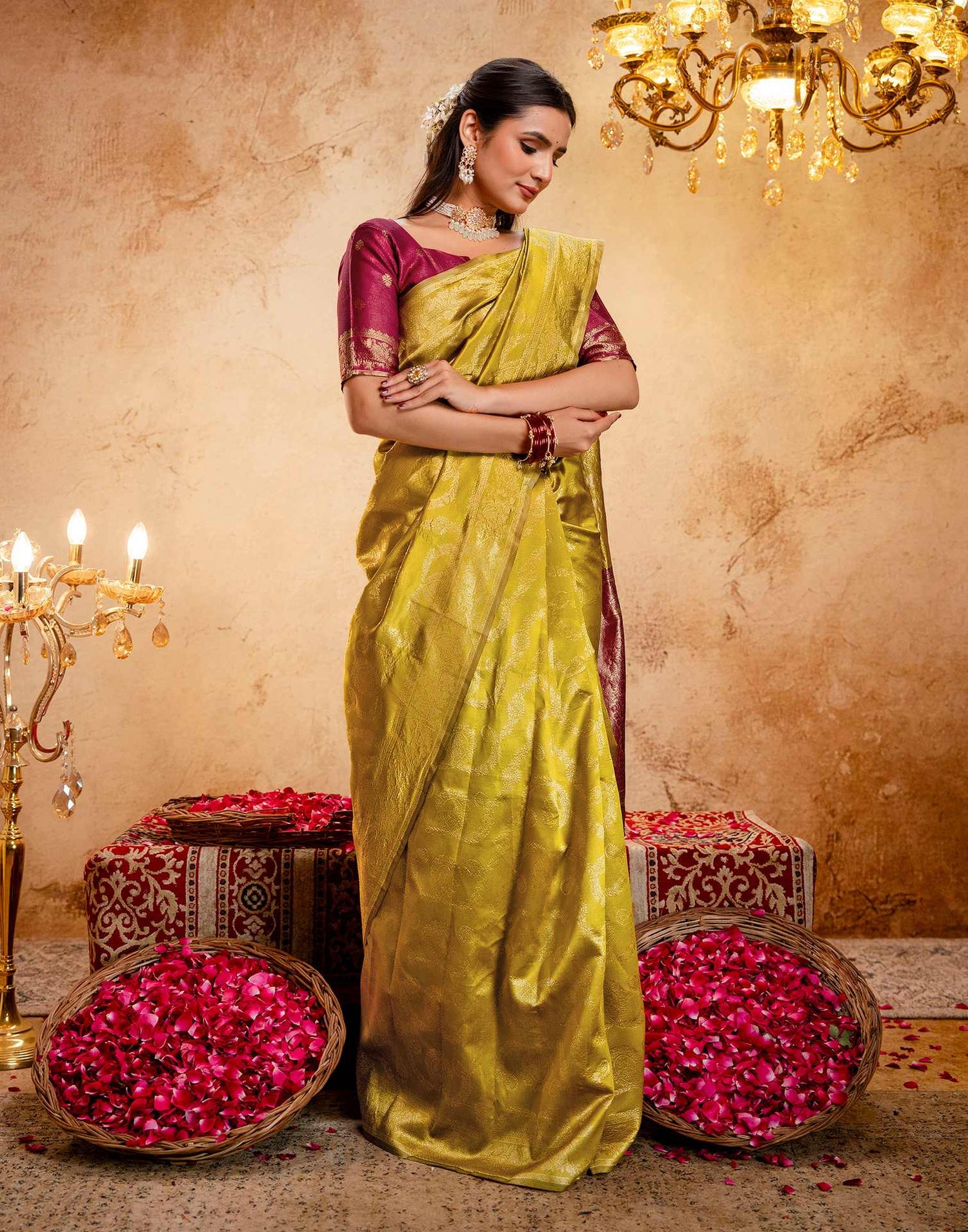 Dark Mustard Silk Woven Banarasi Saree