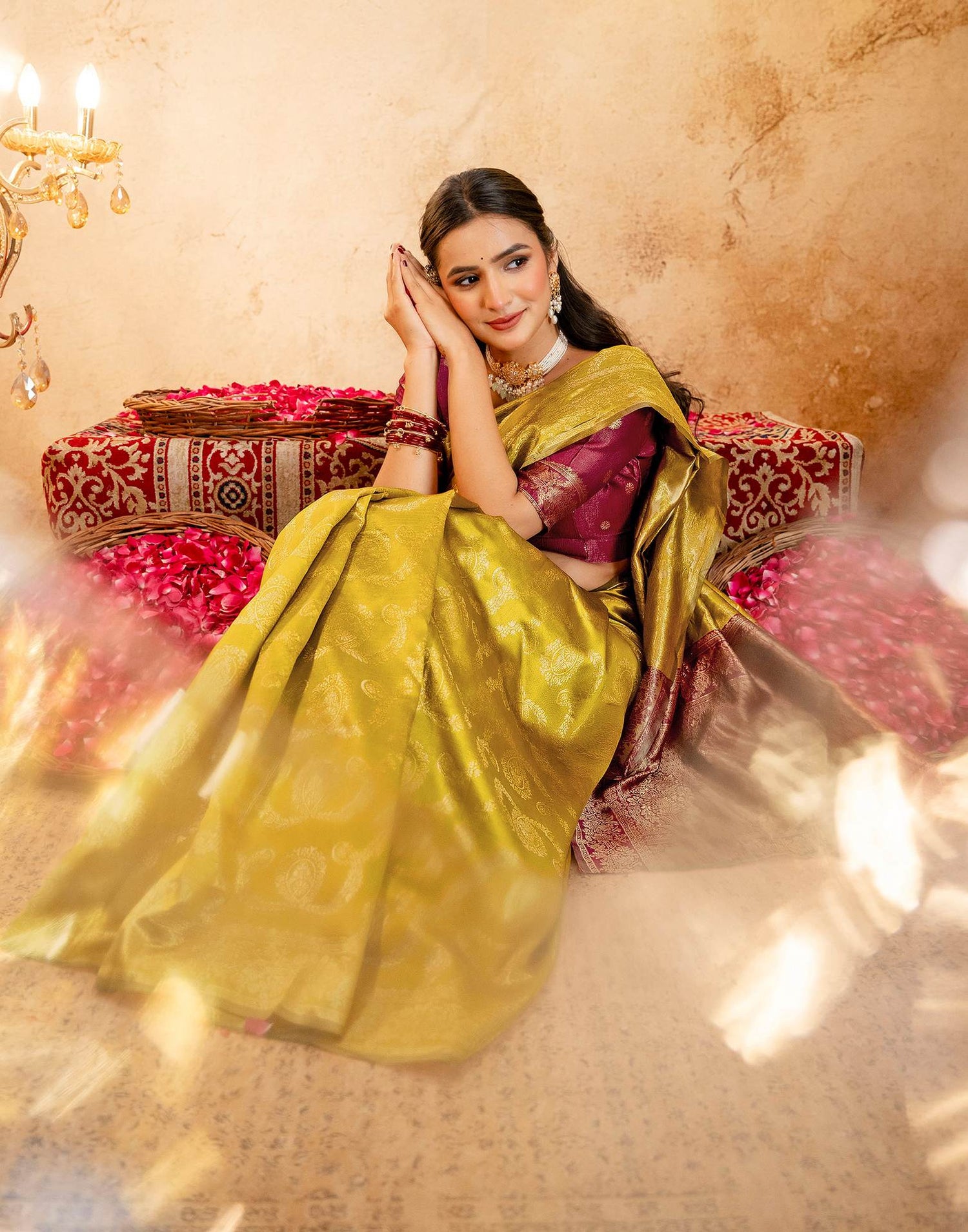 Dark Mustard Silk Woven Banarasi Saree