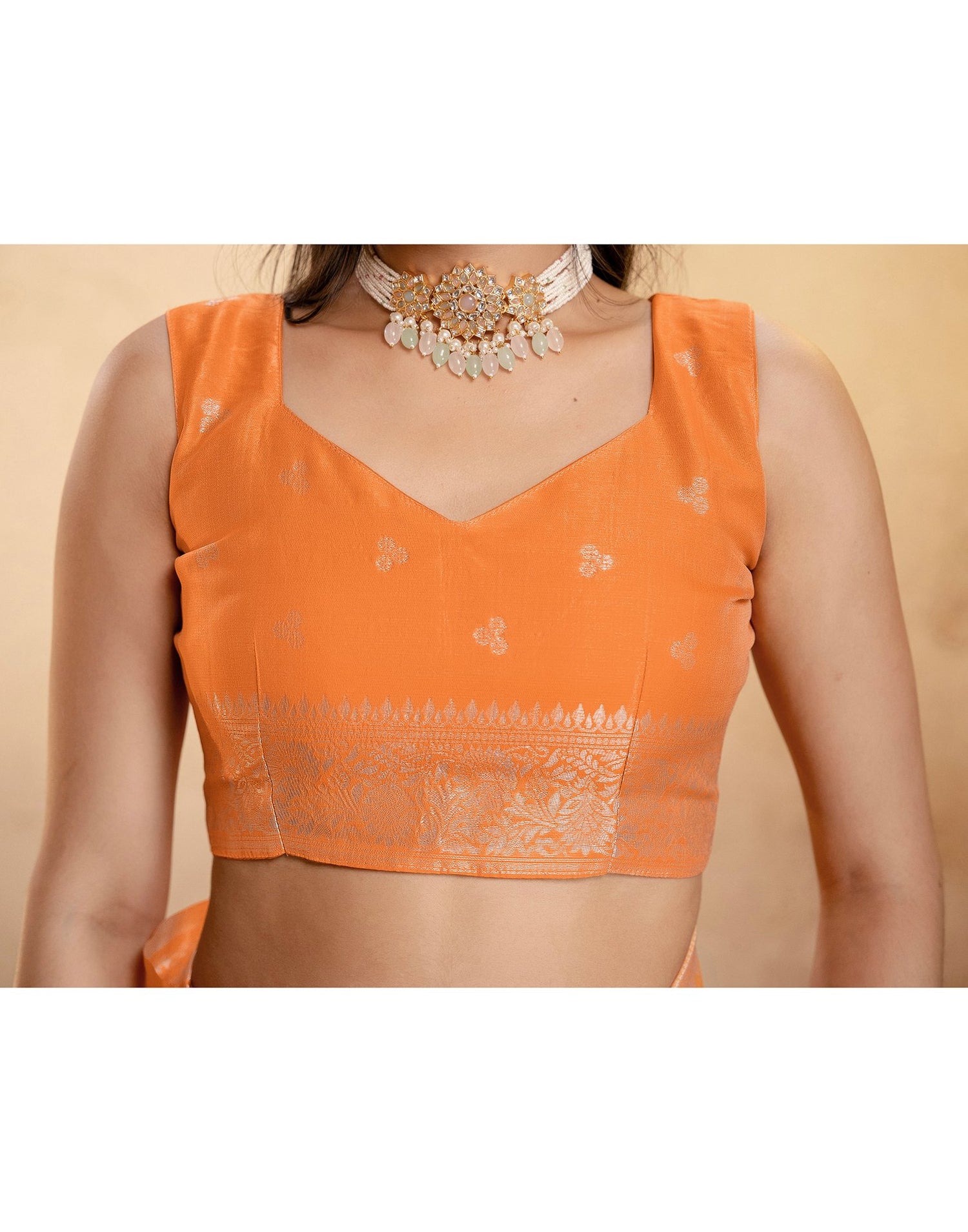 Orange Silk Woven Banarasi Saree