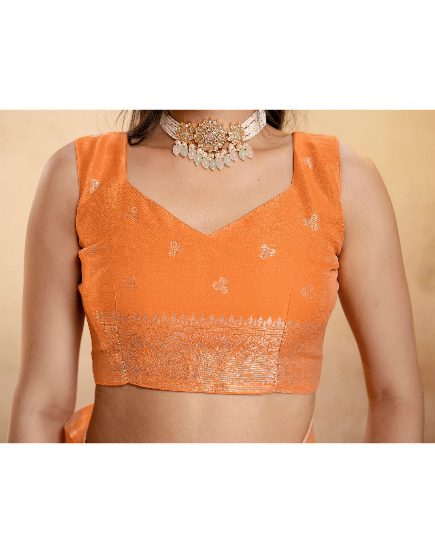 Orange Silk Woven Banarasi Saree