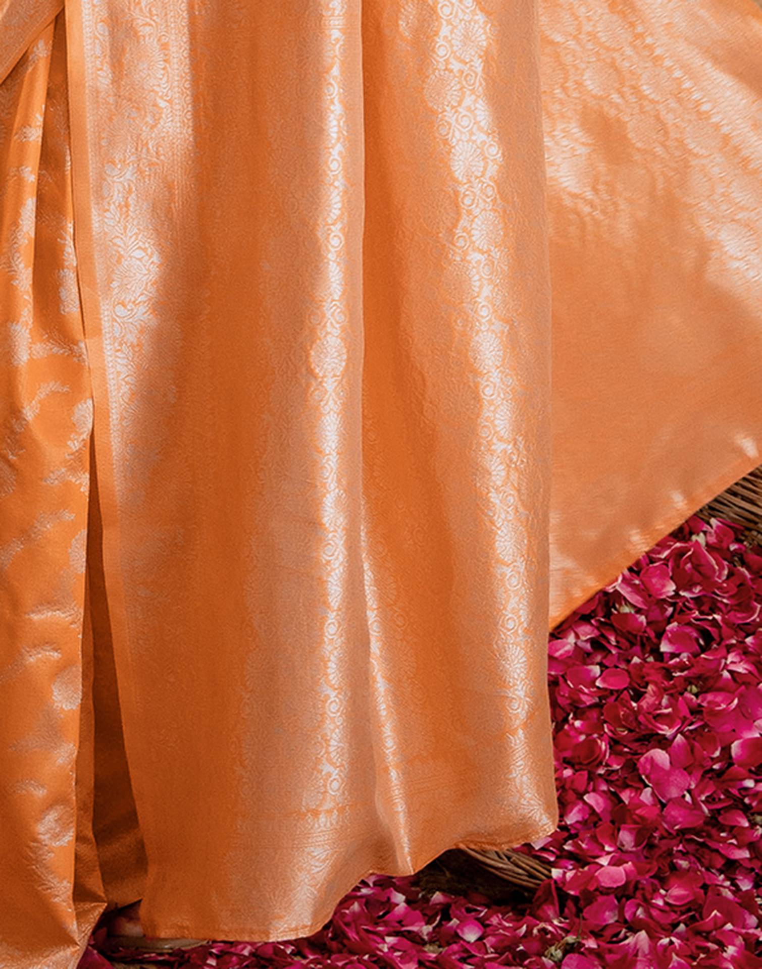 Orange Silk Woven Banarasi Saree