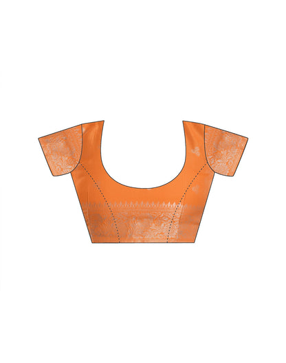 Orange Silk Woven Banarasi Saree