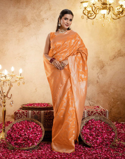 Orange Silk Woven Banarasi Saree