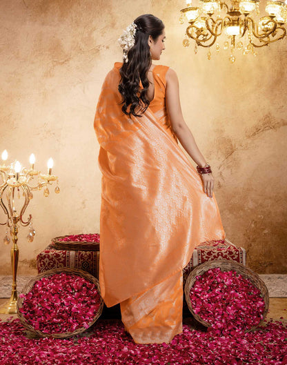 Orange Silk Woven Banarasi Saree