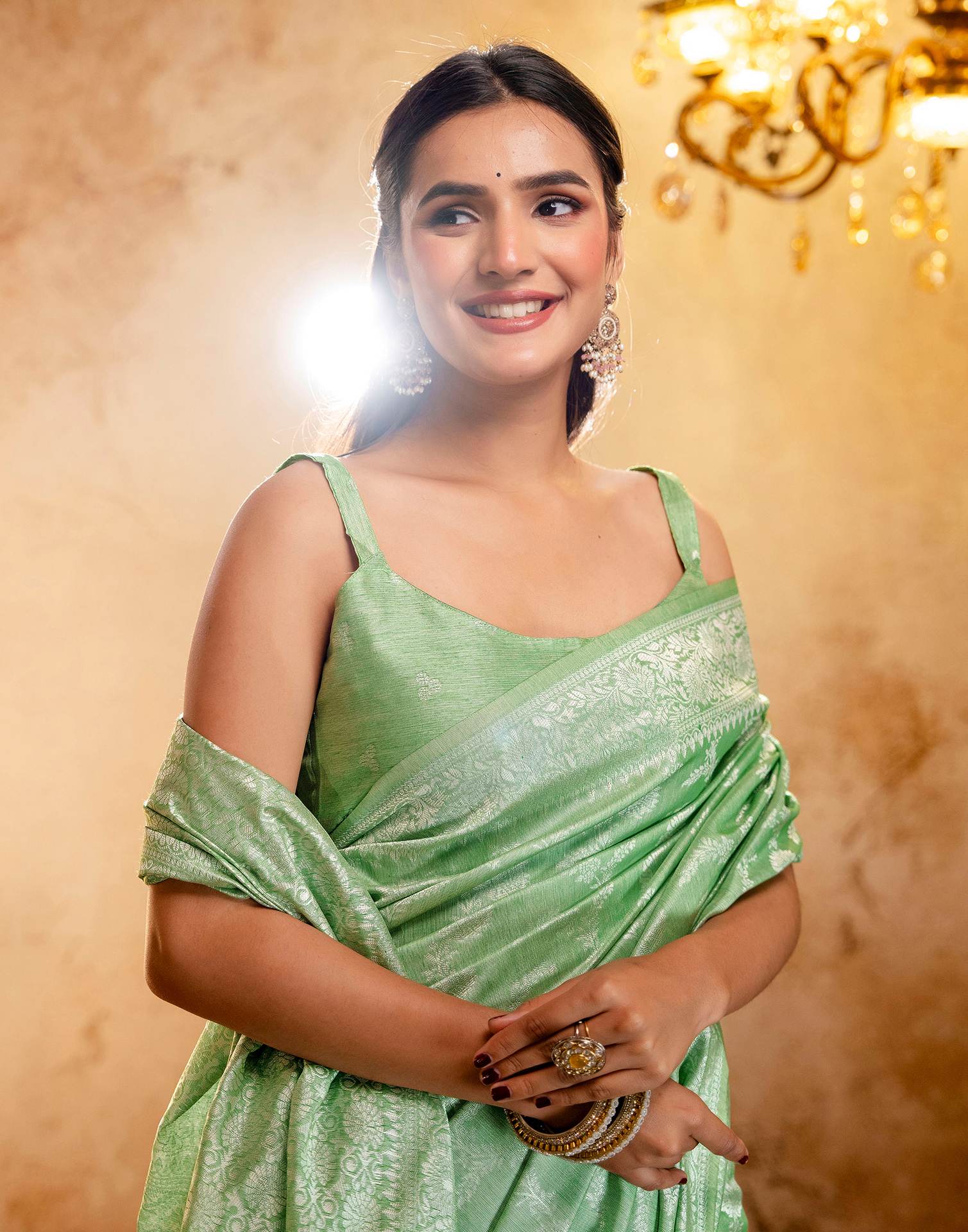 Mint Green Silk Woven Banarasi Saree