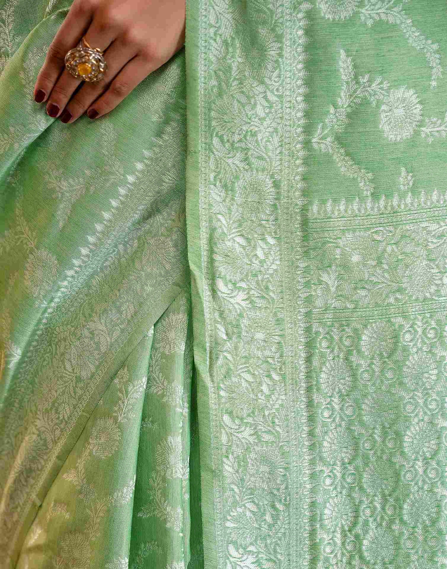 Mint Green Silk Woven Banarasi Saree