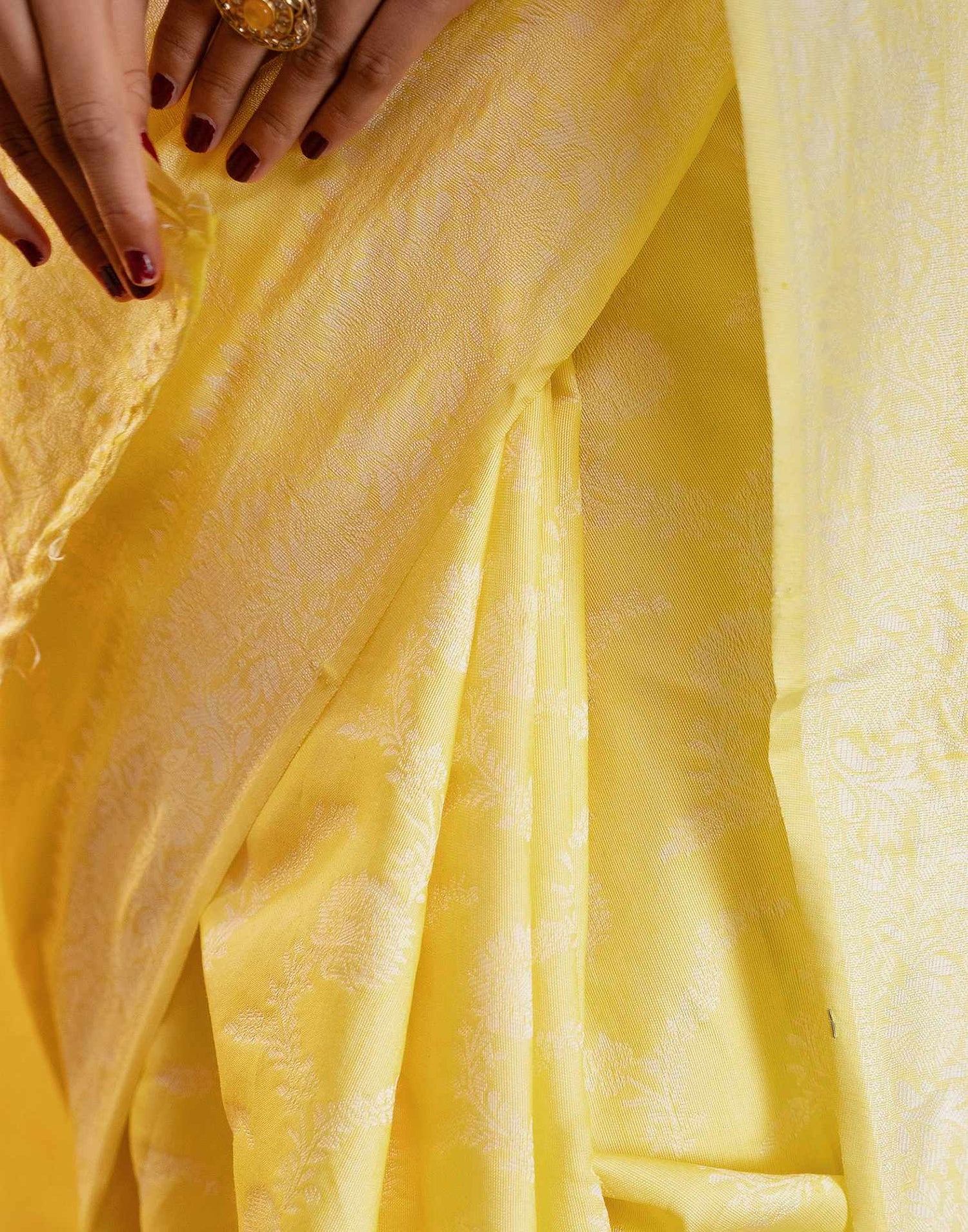Light Yellow Silk Woven Banarasi Saree