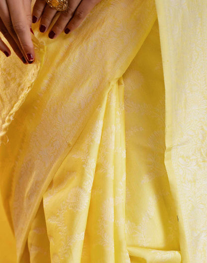 Light Yellow Silk Woven Banarasi Saree
