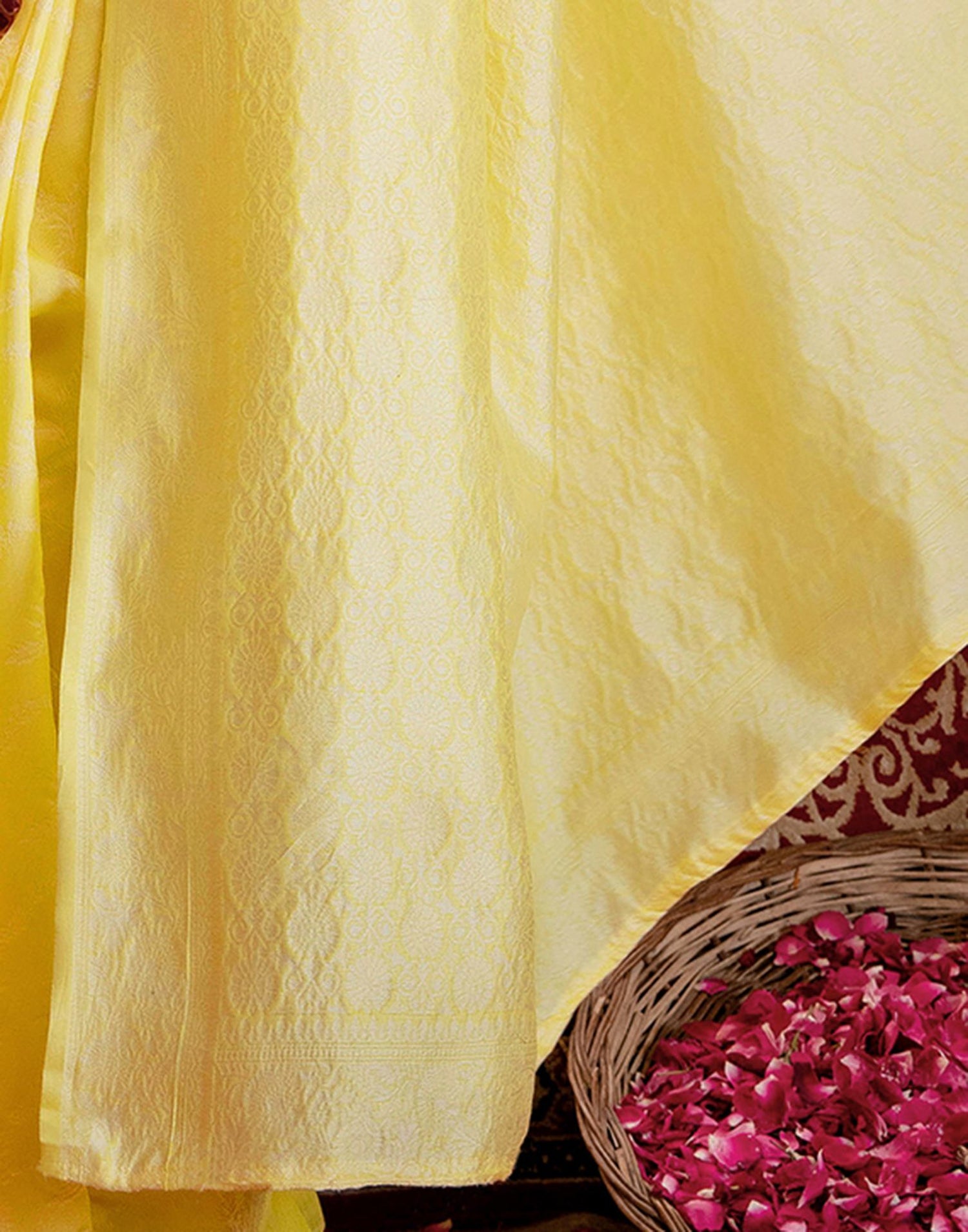 Light Yellow Silk Woven Banarasi Saree