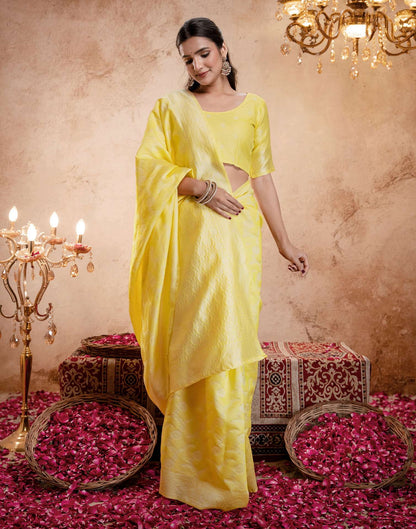 Light Yellow Silk Woven Banarasi Saree