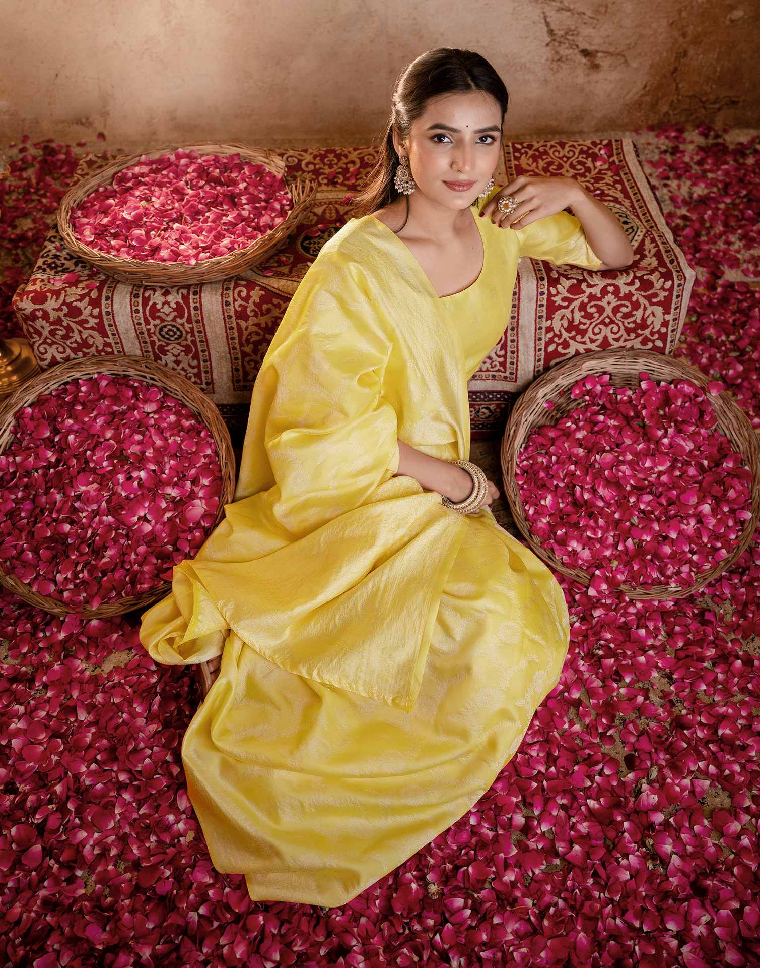 Light Yellow Silk Woven Banarasi Saree
