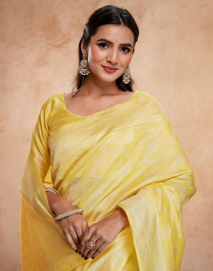 Light Yellow Silk Woven Banarasi Saree