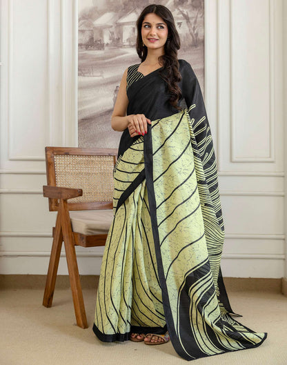 Pista Green Khadi Printed Saree