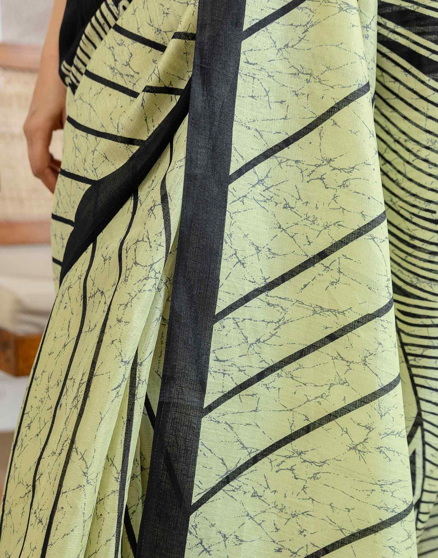 Pista Green Khadi Printed Saree
