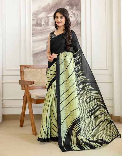 Pista Green Khadi Printed Saree
