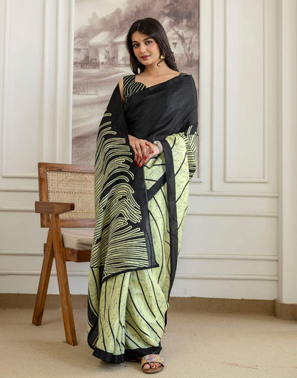 Pista Green Khadi Printed Saree