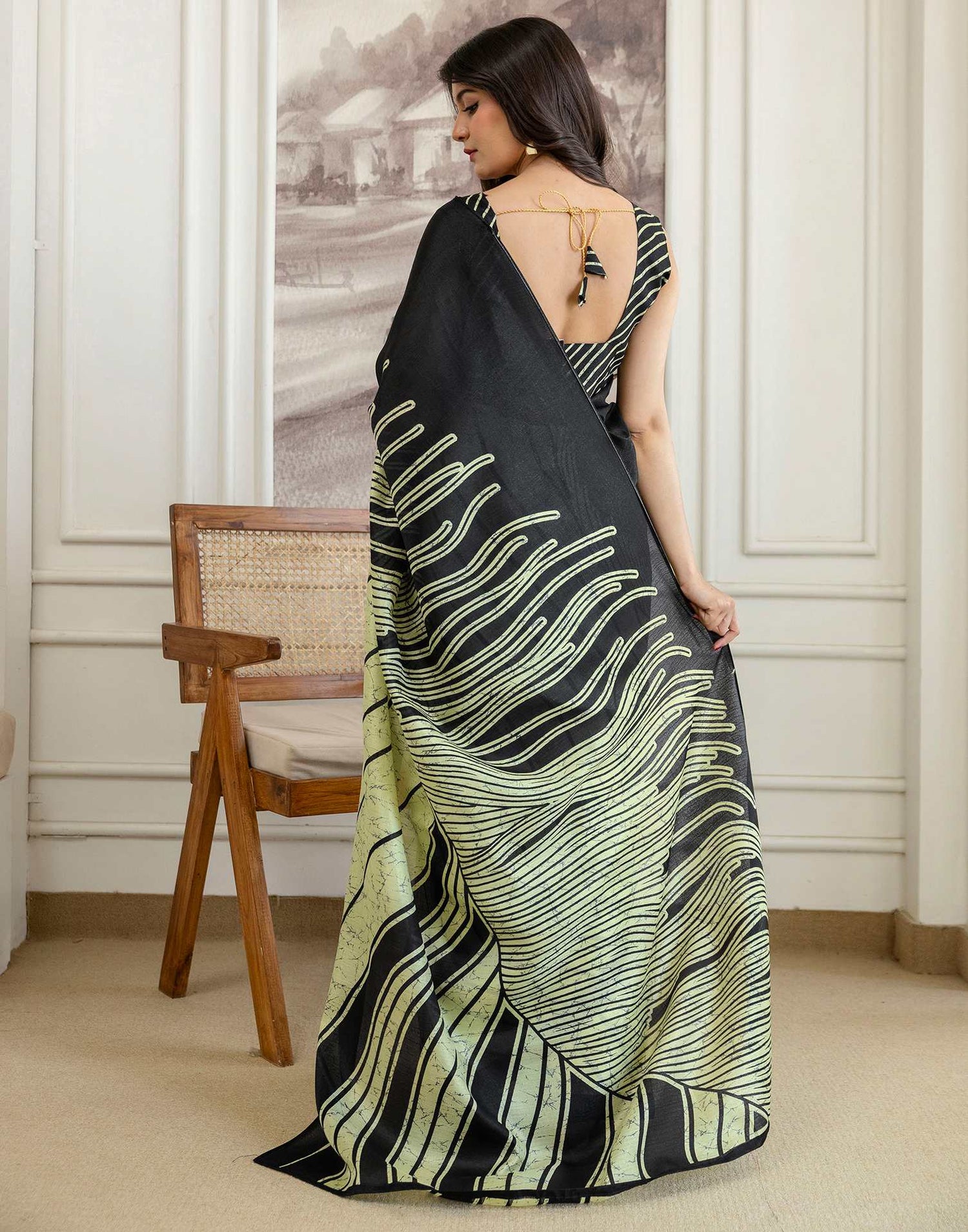 Pista Green Khadi Printed Saree