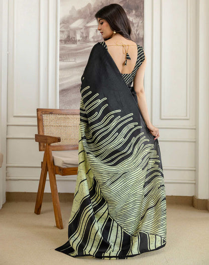 Pista Green Khadi Printed Saree