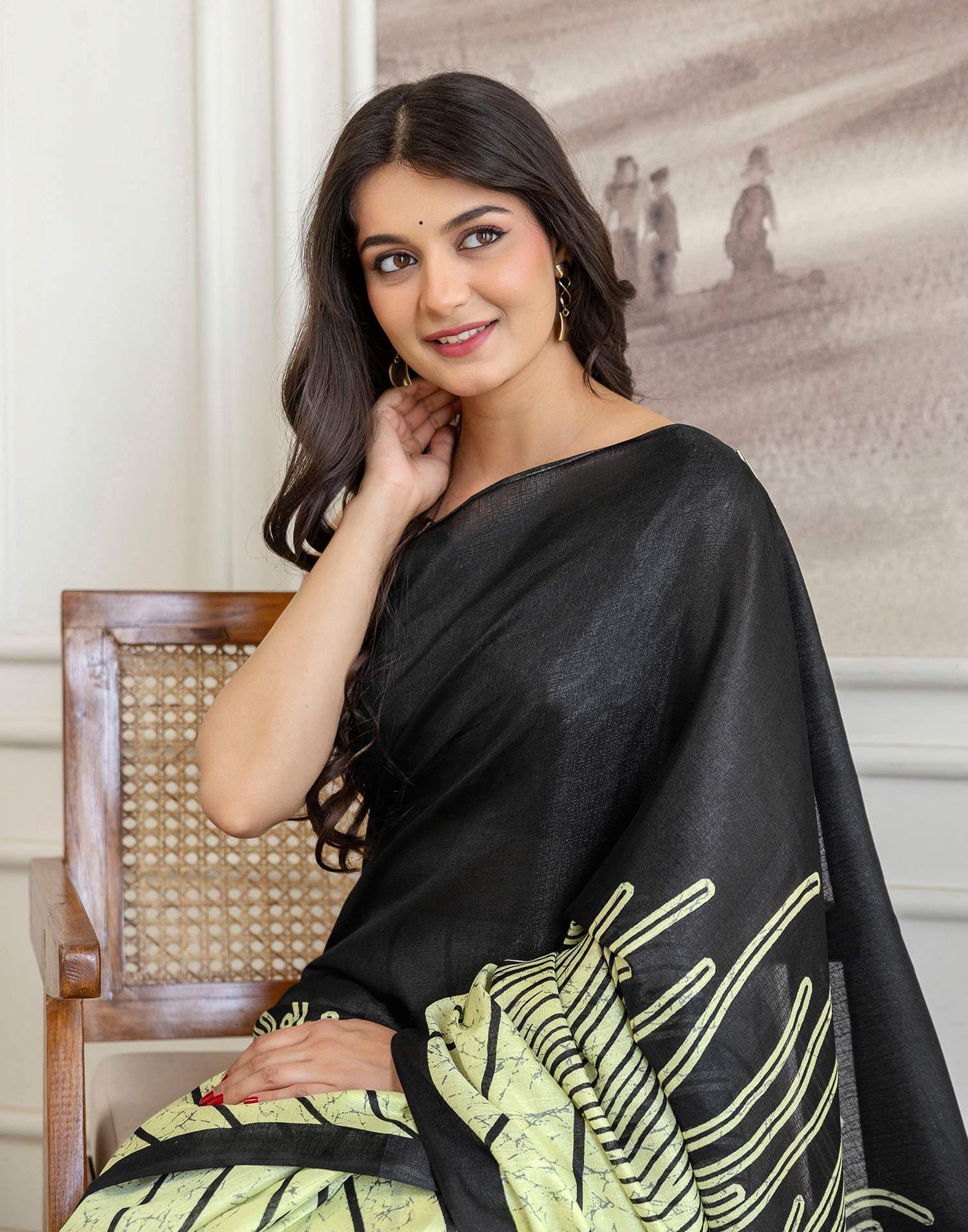 Pista Green Khadi Printed Saree
