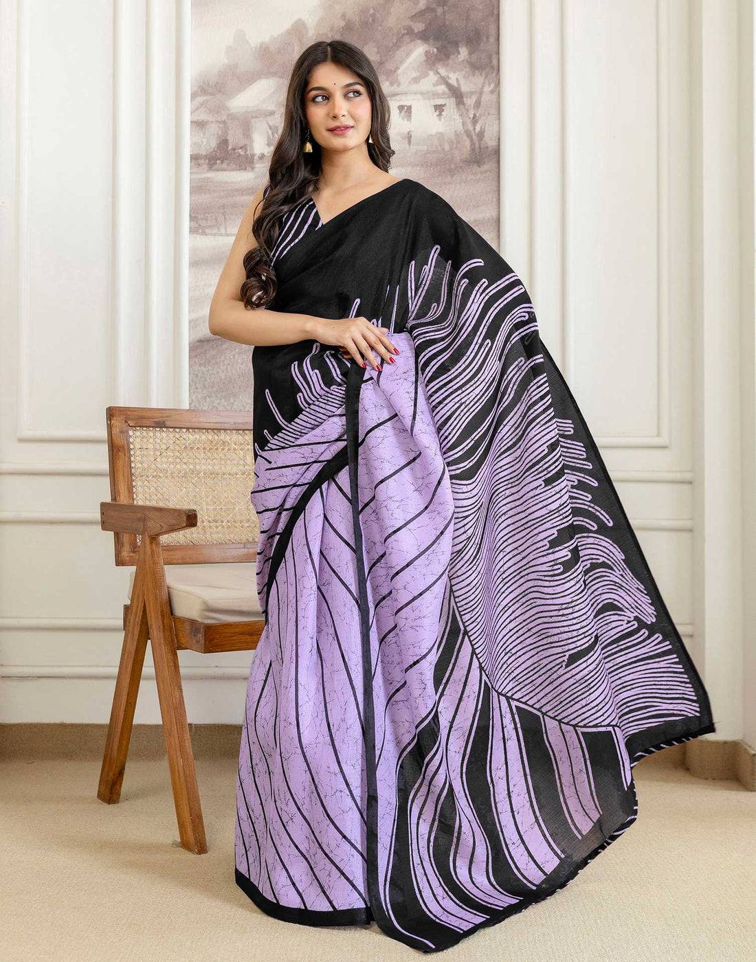 Lavender Khadi Printed Saree