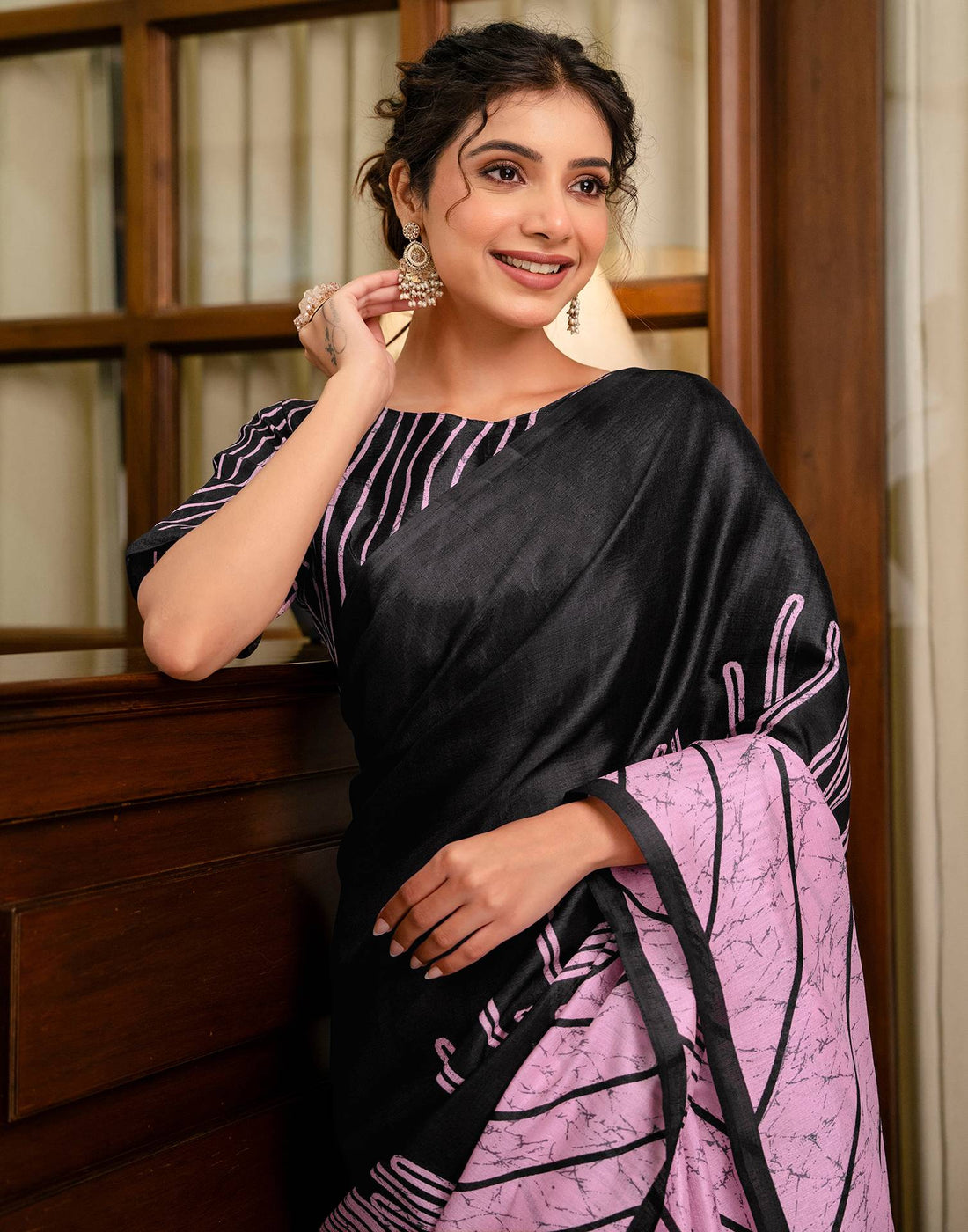 Light Pink Khadi Printed Saree