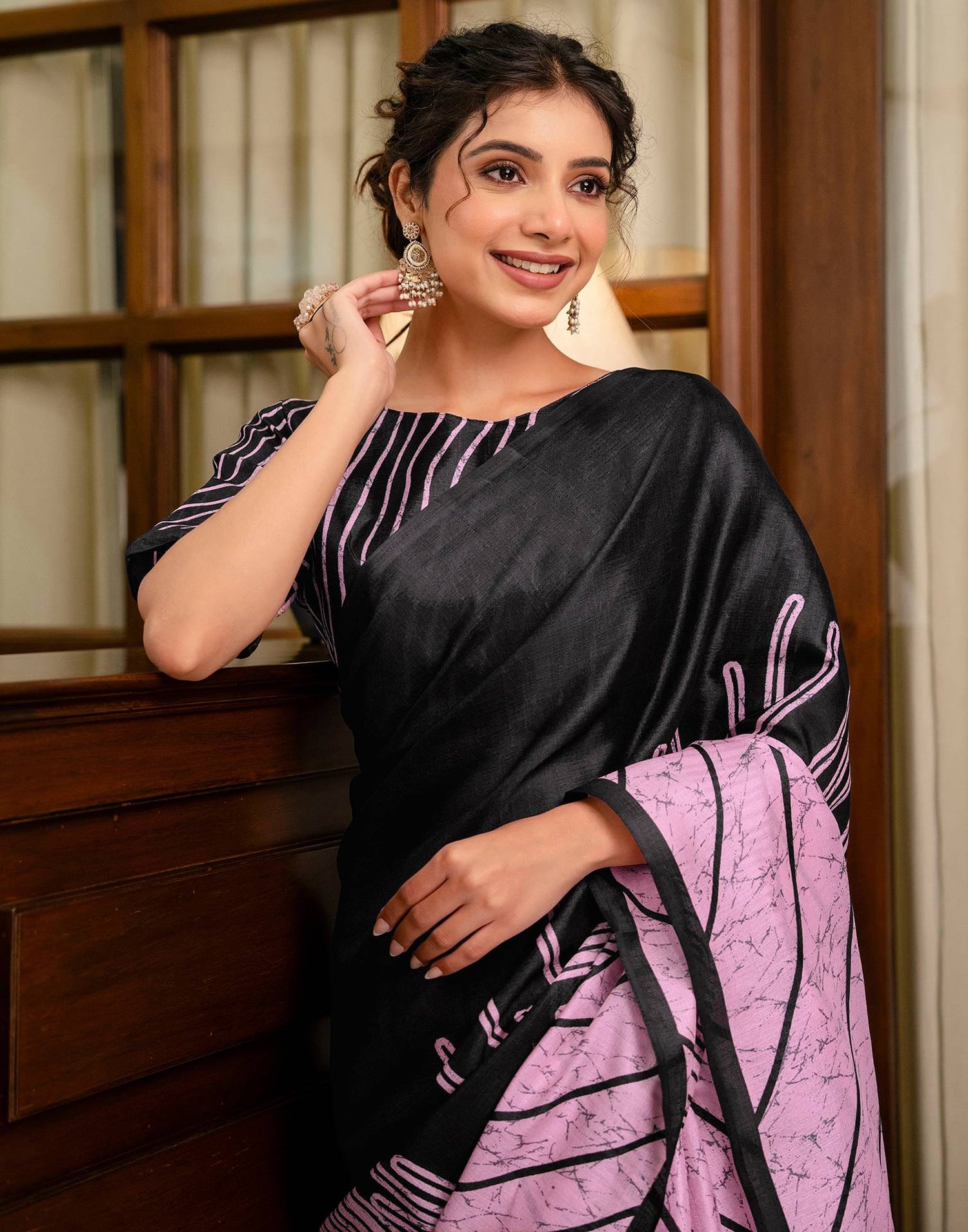 Light Pink Khadi Printed Saree