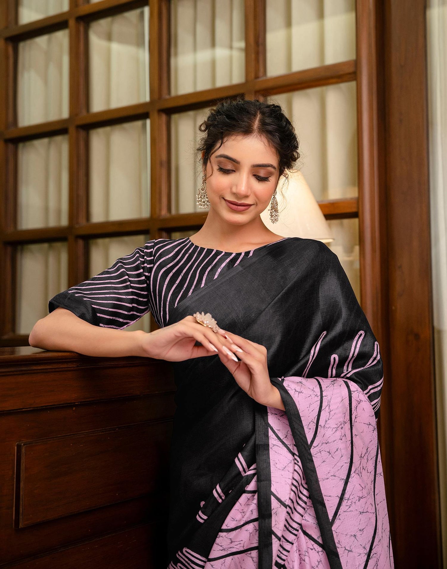 Light Pink Khadi Printed Saree
