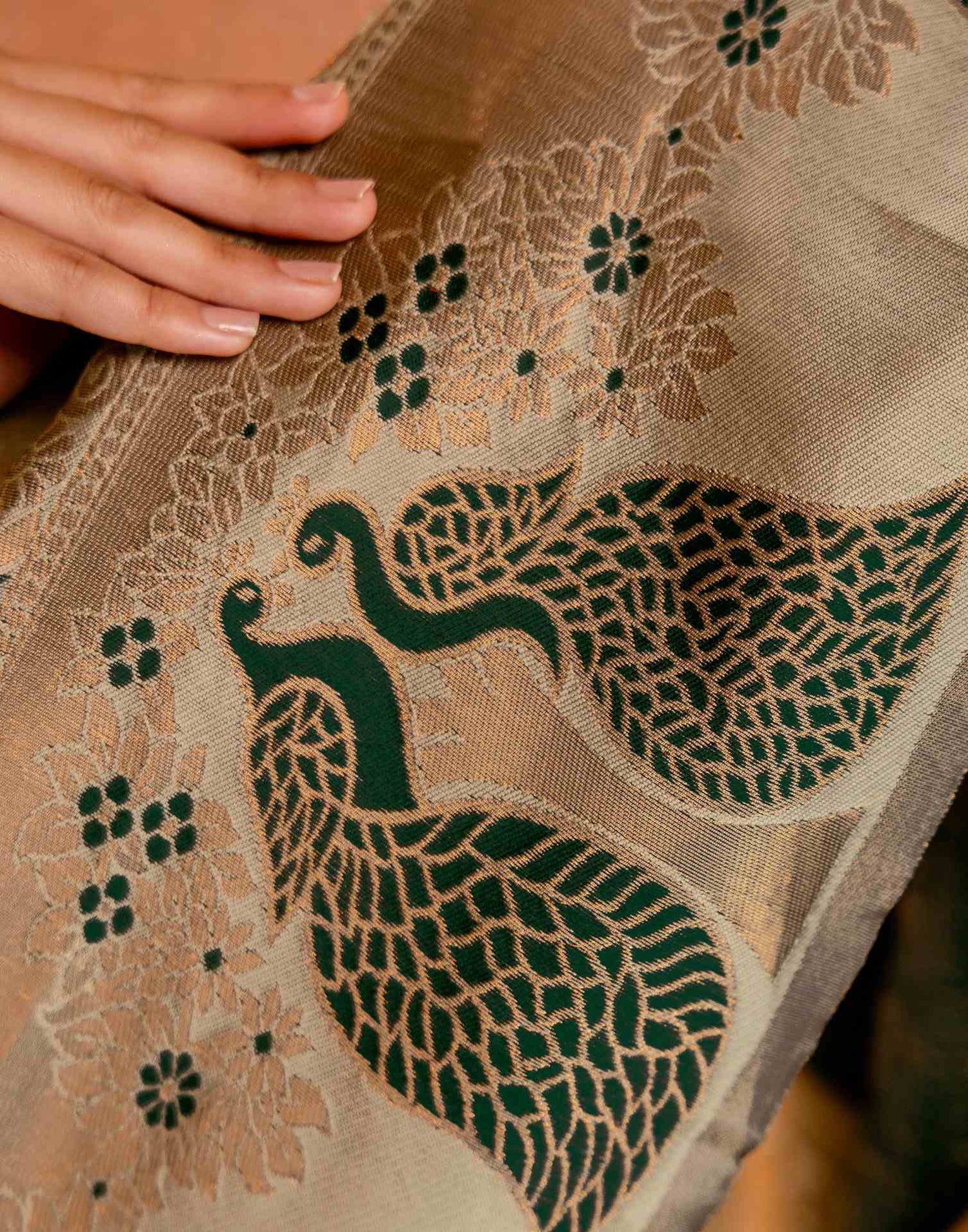 Dark Green Silk Woven Kanjivaram Saree