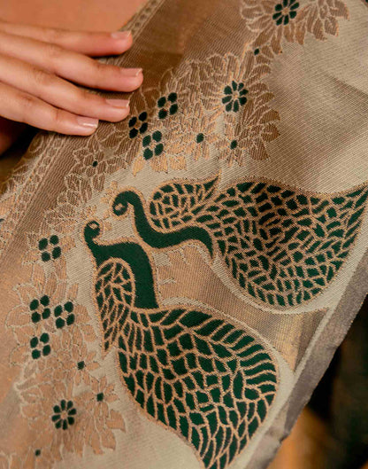 Dark Green Silk Woven Kanjivaram Saree